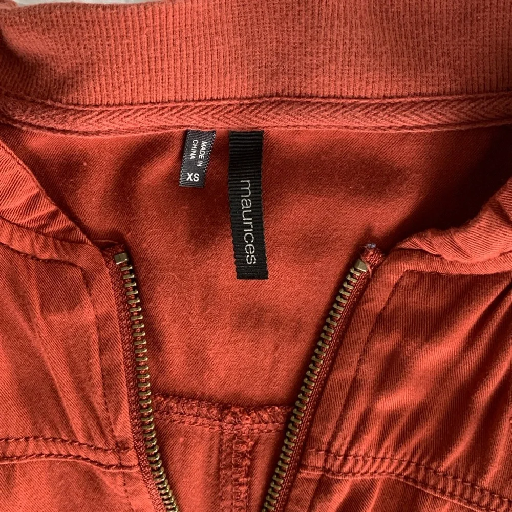 MAURICES Women’s Full Zip Bomber Jacket Rust Orange Thin Lightweight Elastic‎ XS